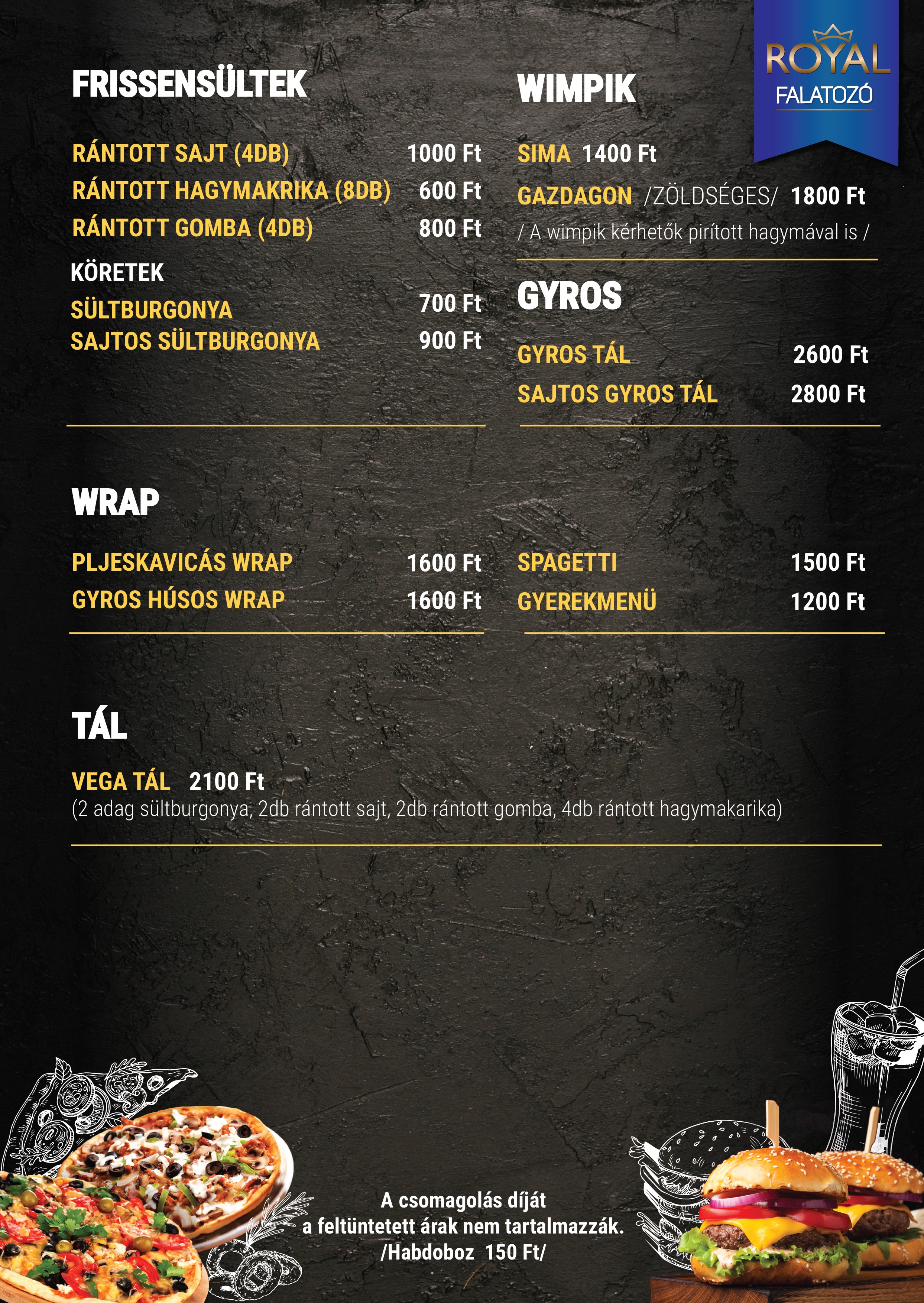 Frissensültek étlap